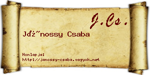 Jánossy Csaba névjegykártya