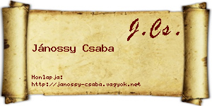 Jánossy Csaba névjegykártya
